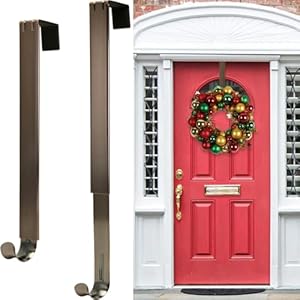 Wreath Hanger,Easter Decorations Adjustable Wreath Hanger for Front Door Decor from 14.9-25",Over The Door Hooks Organizer 20 lbs Larger Door Wreath Hanger Christmas Wreaths Decorations Hook HEYHOUSE