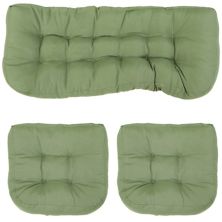 Sunnydaze Indoor/Outdoor Olefin 3-Piece Tufted Settee Cushion Set - Green Sunnydaze Decor