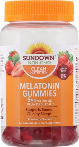 Sundown Naturals Melatonin Gummies Strawberry — 5 мг — 60 жевательных конфет Sundown Naturals