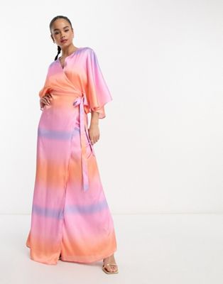 Платье макси с запахом и рукавами-кимоно Anaya с принтом омбре Anaya