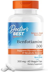 Doctor's Best Benfotiamine 300 with BenfoPure, Helps Maintain Healthy Glucose Metabolism, Non-GMO, Vegan, Gluten Free, Soy Free, 300 mg, 60 Veggie Caps Doctor's Best