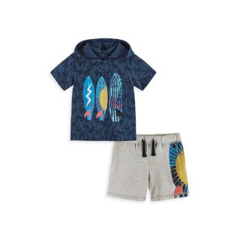 Baby Boy's Palms Surfboard Hooded T-Shirt Set &amp; Shorts Set Andy & Evan