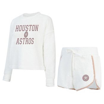 Костюм с лонгсливом и шортами Houston Astros Concepts Sport из мягкого материала шерпа с вышивкой Unbranded