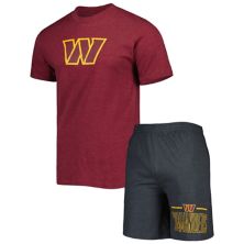 Мужской комплект для сна с футболкой и шортами Concepts Sport бордового/угольного цвета Washington Commanders Meter Unbranded