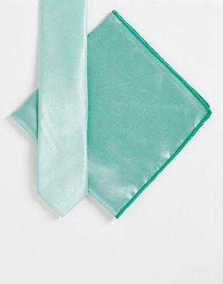 Узкий галстук и нагрудный платок Bolongaro Trevor темно-зеленого цвета BOLONGARO TREVOR