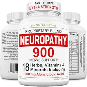 Neuropathy Support Nerve Supplement with 600 mg Pure Alpha Lipoic Acid - Maximum Strength Formula, Fortify Nerves in Fingers, Hands, Toes, & Feet - Best Peripheral Relief Support - 120 Capsules (Капсулы) Nuturna