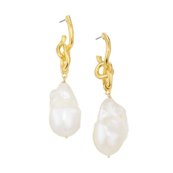 Asterales 14K Goldplated Baroque Pearl Knot Drop Earrings Alexis Bittar