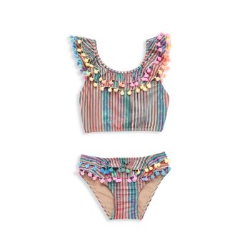 Little Girl's &amp; Girl's Pom-Pom 2-Piece Bikini Set PQ