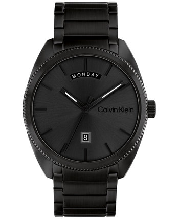 Мужские часы Progress, черные часы с браслетом из нержавеющей стали, 42 мм Calvin Klein
