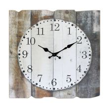 Квадрат 15 & # 34; Изношенные деревянные настенные часы в деревенском фермерском стиле STONEBRIAR