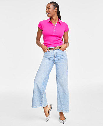 Женская футболка-поло Essential с короткими рукавами, созданная для Macy's On 34th