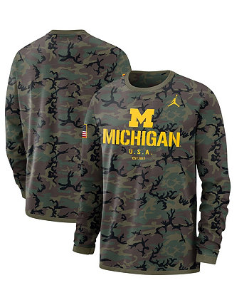 Мужская брендовая футболка с длинным рукавом с камуфляжным принтом Michigan Wolverines в стиле милитари Jordan