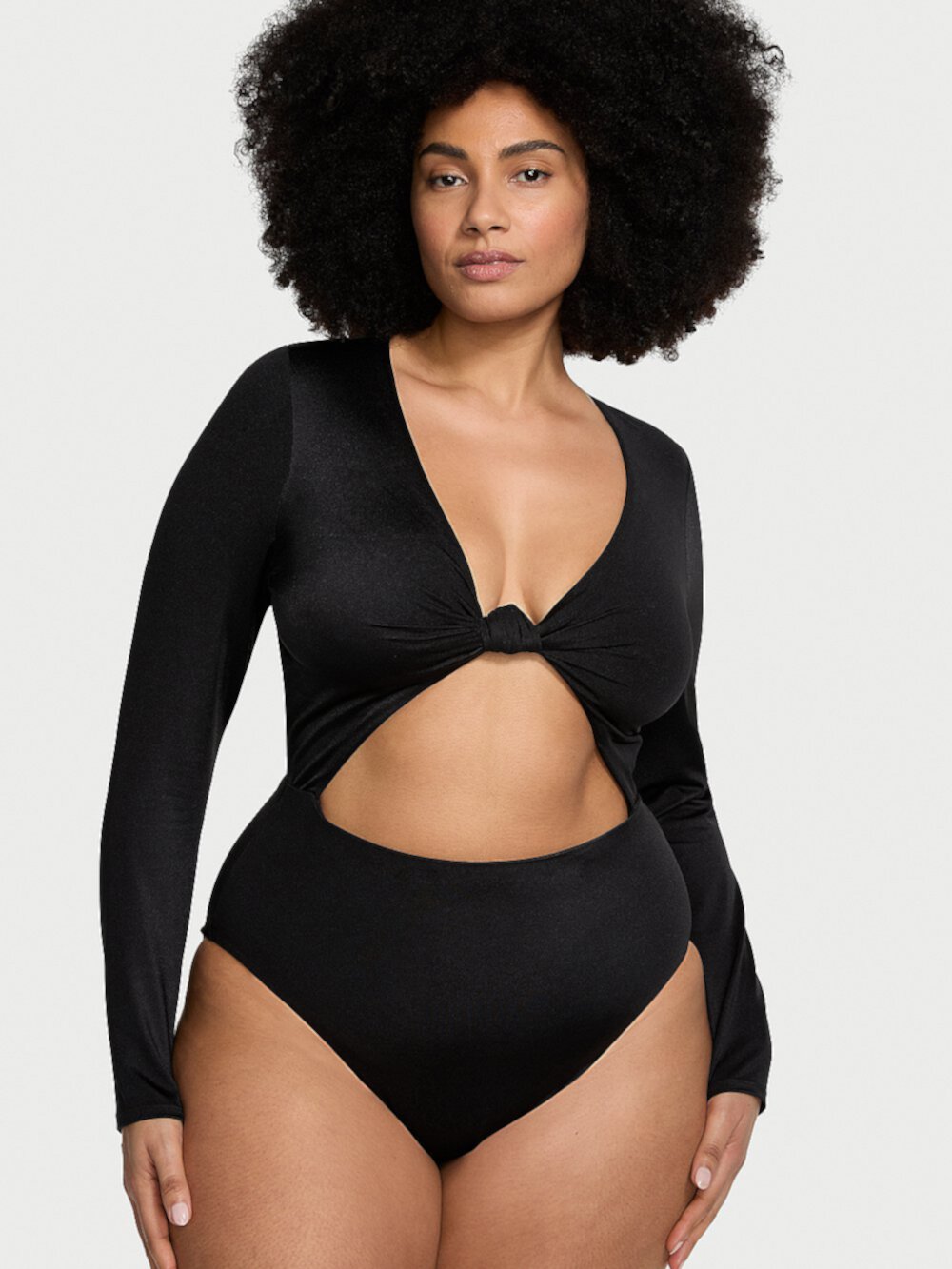 Knotted Long-Sleeve One-Piece Swimsuit Victoria's Secret Swim