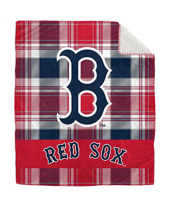 Плюшевое фланелевое одеяло Boston Red Sox размером 50 x 60 дюймов в клетку Pegasus Home Fashions