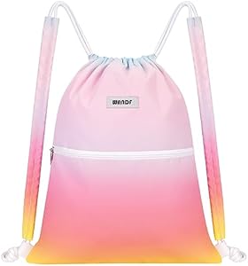 Рюкзак повседневный WANDF Drawstring Backpack Sports Gym Bag with Shoulder Pads Water Resistant String Bag Cinch Bag for Women Men (Black) WANDF