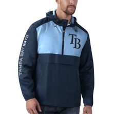 Мужская куртка G-III Sports by Carl Banks темно-синяя/голубая Tampa Bay Rays Lineman с капюшоном и молнией до половины G-III