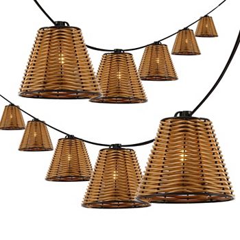 10-light Indoor/outdoor Classic Cottage Incandescent G40 Faux-rattan Shaded String Lights Jonathan Y Designs