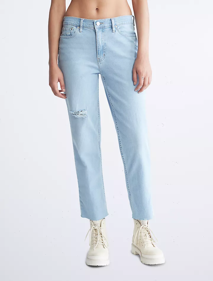 Винтажные эластичные джинсы прямого кроя с высокой посадкой Calvin Klein