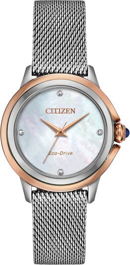 Женские классические эко-часы с браслетом из нержавеющей стали, 32 мм Citizen