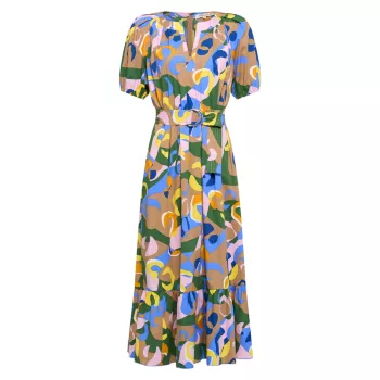 Lindy Geometric Belted Midi-Dress Diane von Furstenberg