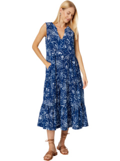 Синий – многоярусное длинное платье Elliott Lauren