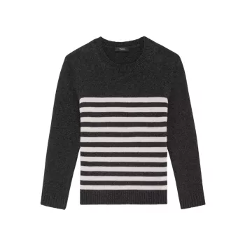 Striped Shrunken Crewneck Sweater Theory