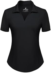 Women's Golf Polo Shirt V Neck Short Sleeve Tennis Shirt Sun Protection Moisture Wicking Athletic Tops Jack Smith