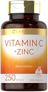 Carlyle Vitamin C with Zinc | 250 Softgels | Bioavailable | Ascorbic Acid | Zinc Oxide | Non-GMO and Gluten Free Supplement Carlyle