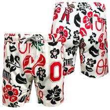 Youth Wes & Willy White Ohio State Buckeyes Allover Print Vault Tech Swim Trunks Wes & Willy