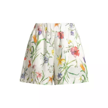 Эластичные льняные шорты с цветочным принтом 120% Lino