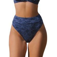 Women's CUPSHE Floral Textured Banded Highrise Bikini Bottoms Cupshe