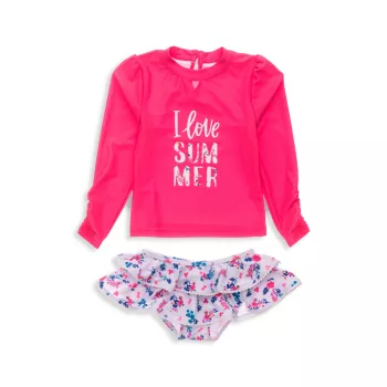 Рубашка из двух частей Pretty Petals для маленьких девочек и усилитель; Нижний комплект с рюшами Snapper Rock
