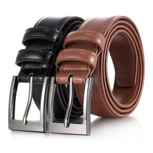 Men's 2 Pack Dual Ring Leather Belt For Big & Tall Mio Marino