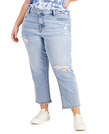 Модные укороченные рваные джинсы больших размеров Celebrity Pink