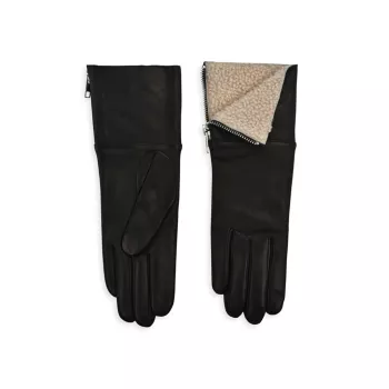Touch Tech Leather &amp; Shearling Gloves Carolina