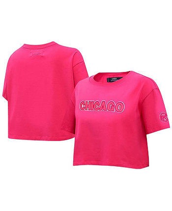 Women's Pink Chicago Cubs Triple Pink Boxy Cropped T-shirt Pro Standard