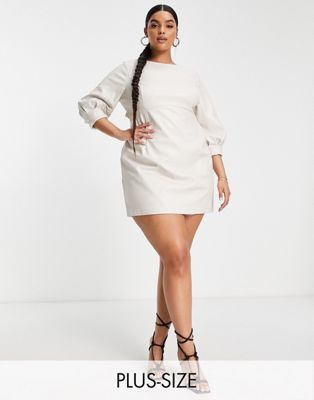 Ever New Curve PU low back mini dress in stone Ever New Curve