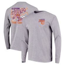 Youth Gray Clemson Tigers Retro Script Long Sleeve T-Shirt Image One