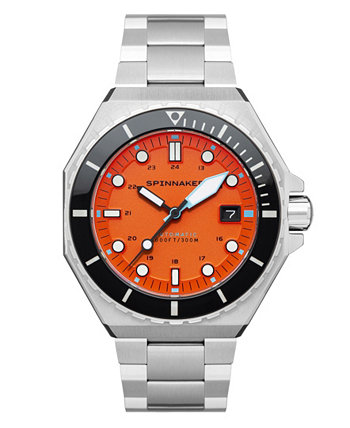 Мужские часы Dumas Automatic Tangerine с серебряным браслетом из цельной нержавеющей стали, 44 мм Spinnaker