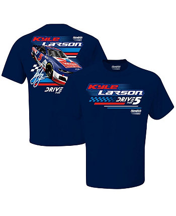 Мужская темно-синяя двусторонняя футболка Kyle Larson Valvoline Hendrick Motorsports Team Collection