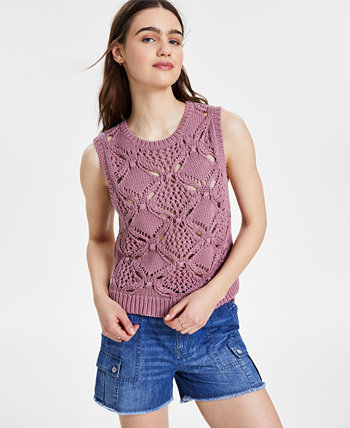 Women's Diamond Crochet Cotton Sweater Vest Lucky Brand