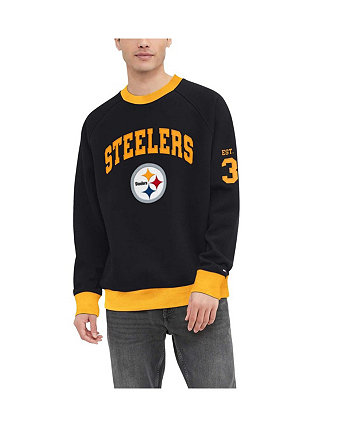 Мужской черный пуловер три-смесового цвета Pittsburgh Steelers Reese Raglan свитшот Tommy Hilfiger