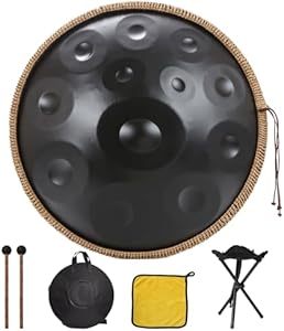 Meditation Drum | D Minor 12-Note Handpan Drums Sets | 22in Hand Pan Drum with Handpan Bag, 2 Mallet, Music Note Stickers, Rope, Wiping Cloth, Handpan Stand Generic