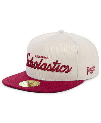 Men's Cream Scholastic Athletic Association Black Fives Snapback Adjustable Hat Physical Culture