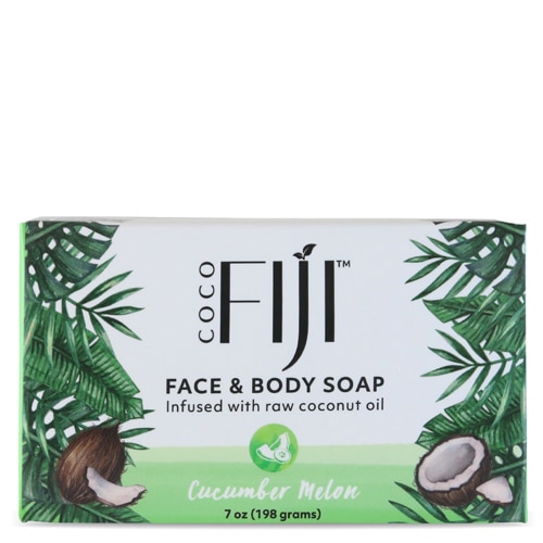 Органическое мыло Fiji для лица и тела с кокосовым маслом и огурцом и дыней -- 7 унций Organic Fiji