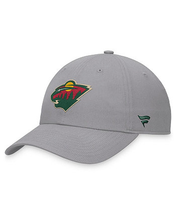 Мужская серая регулируемая бейсболка с вышивкой Minnesota Wild Fanatics