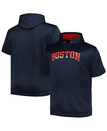 Мужской темно-синий пуловер с капюшоном Boston Red Sox Big and Tall Contrast с короткими рукавами Profile