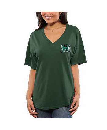 Women's Green Hawaii Warriors Oversized T-shirt Spirit Jersey