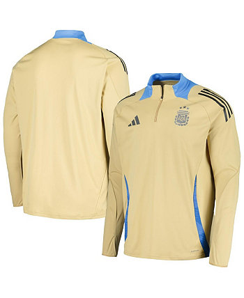 Мужская коричневая футболка с молнией на четверть, сборная Аргентины 2024, тренировочная Adidas