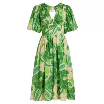 Платье миди с бюстье и цветочным принтом Tropical Groove Farm Rio